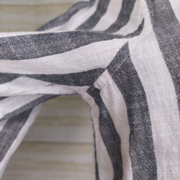 Lucky Brand Top Womens Med. Gray Striped Button Up Roll Tab Long Sleeve - Picture 5 of 11